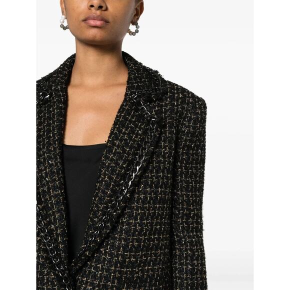 $695 ALICE+OLIVIA CHAIN TRIM JACKET BLACK AND GOLD AND SEQUINS SZ 14 - Picture 5 of 8